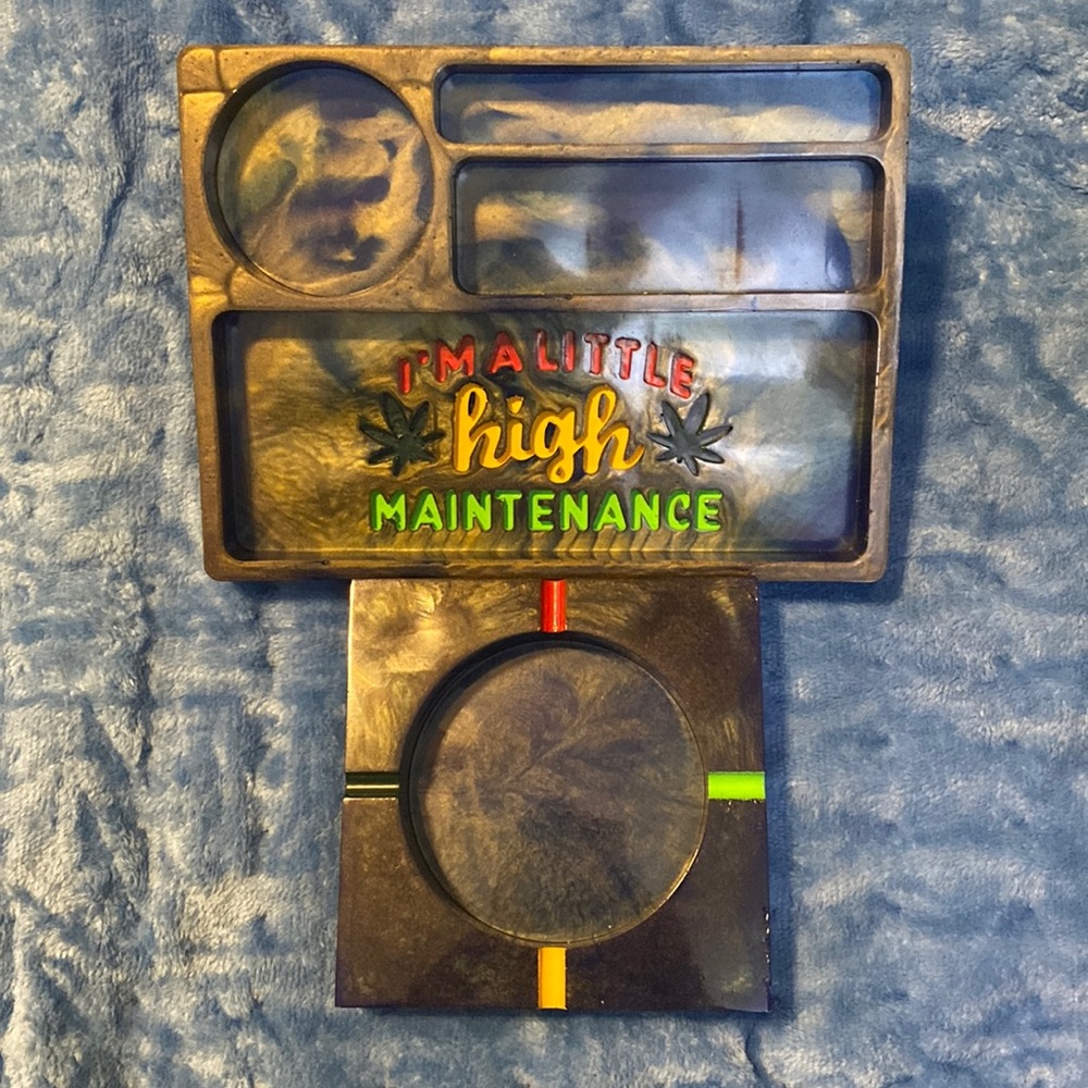 Rolling tray with matching smaller tray